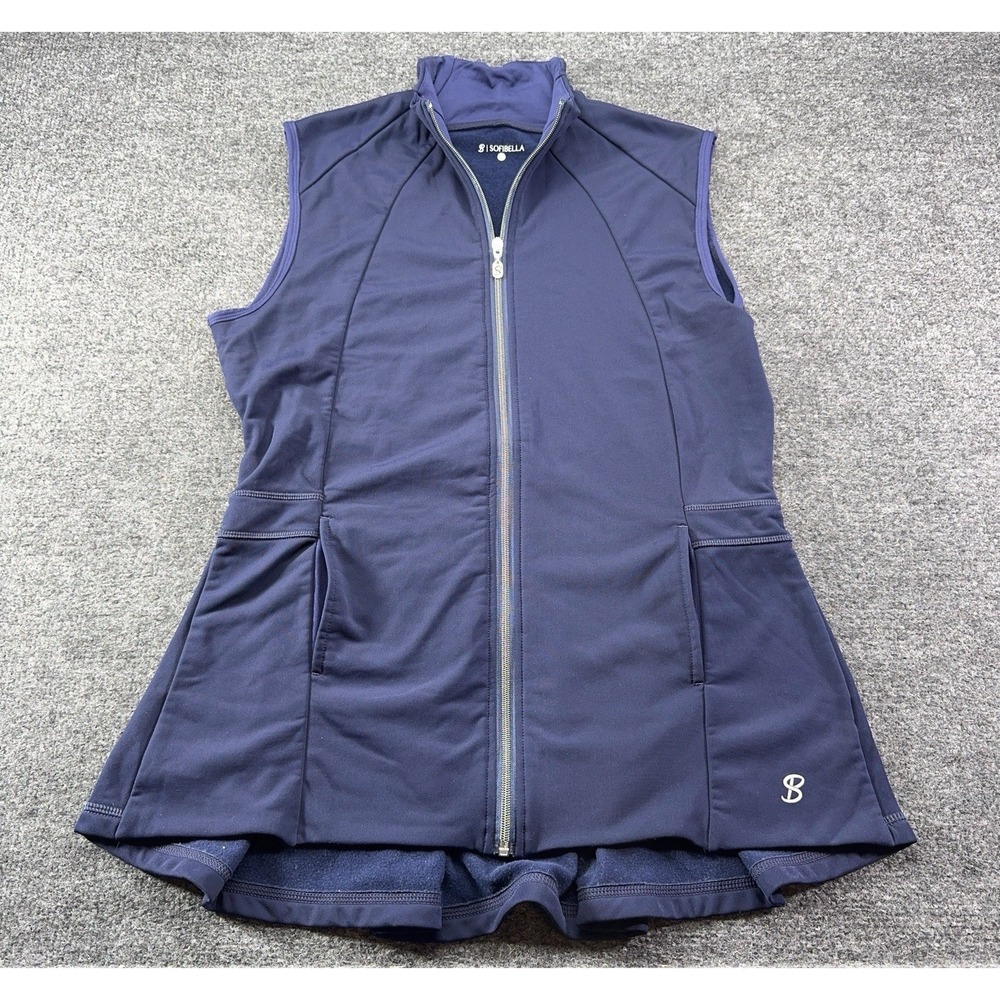 Sofibella Women's Tennis Full Zip Vest Size XL Blue Pleated EUC
